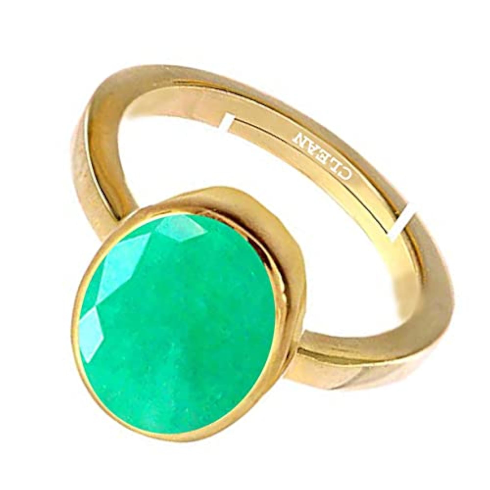 Emerald Gold Plated Adjustable Ring, Unisex