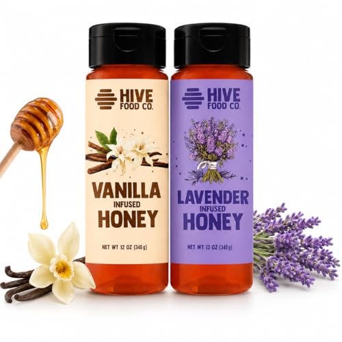 HIVE Food Co. Vanilla & Lavender Infused Honey Bundle, Raw & Unfiltered Honey, Handcrafted in Small Batches, 2 Pack, 12 oz Squeeze Bottles image 2