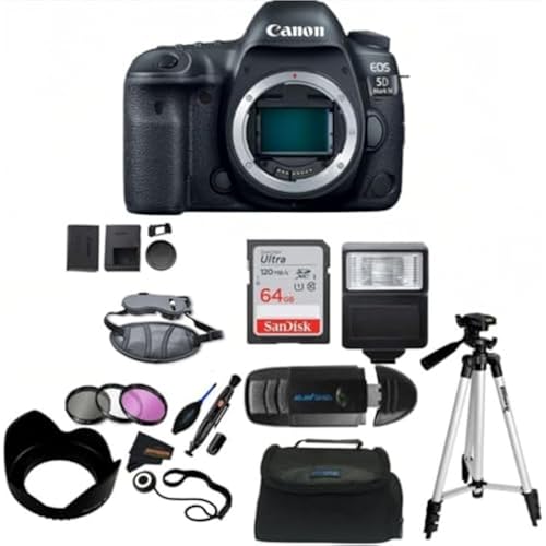 Canon EOS 5D Mark IV Full Frame Digital SLR (Body Only) (Camera (Body Only) w/Sunshine Pro Accessories Bundle)