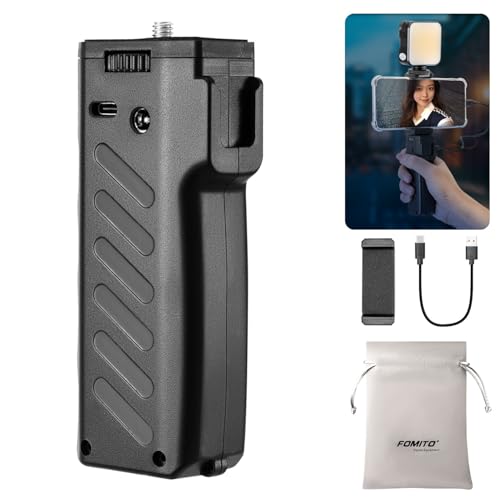 FOMITO VB-38W Charging Grip for Camera & Phone 6000mAh Battery 18W Fast Charging One-Handed Stabilizer with 1/4" Screw Honeycomb Anti-Slip & Ergonomic Design