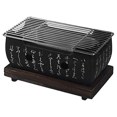 Yakatori-Holzkohlegrill mit Drahtgittergrill Und Hibachi-Tischgrill auf Holzbasis für Das Kochen im Garten im Freien