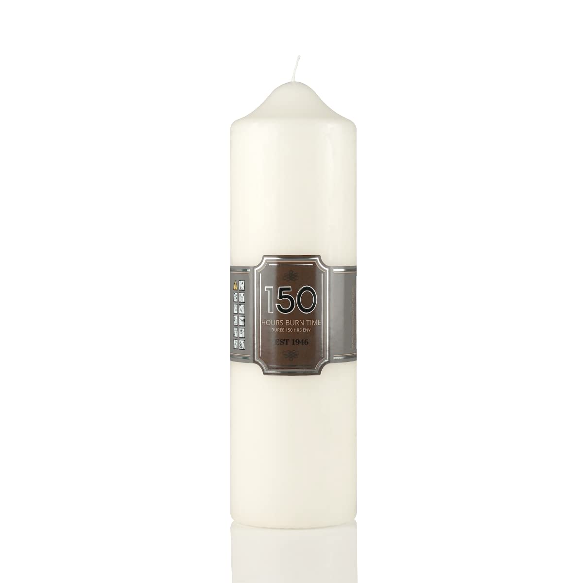 Pillar Candles 150 Hours Long Burning Large Candle - 7cm x 24cm Dripless, Smokeless, Unscented Church Candles - Ideal for Weddings, Spa and Parties (Pack of 1)