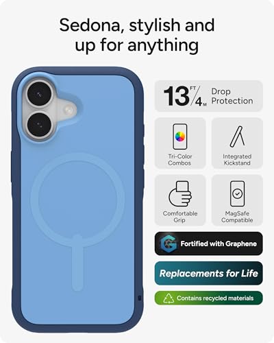 Image of ZAGG Sedona Snap Case for iPhone 17 - Blue Royal Ember, Drop Protection (13ft /4m), Graphene-Reinforced Multi-Layer Protection, MagSafe Phone Case with Impact-Absorbing Bumpers, Slim & Lightweight