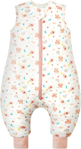 WYTbaby Schlafsack mit Füßen 1.0 Tog, 100% Baumwolle Schlafsack mit Beinen Ganzjahres Babyschlafsack für Junge Mädchen 90cm (Kinder Höhe 90… – Ansicht 1