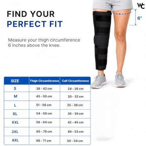 Image of Wonder Care Cotton Knee Immobilizer Brace For Knee Support For Dislocation Injuries Ligament Tear Wraparound Knee Stabilizer Splint For Men & Women (19 inch Long) (L)
