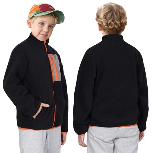 Boys Winter Fleece Jacket Warm Outerwear Lightweight Full Zip Jacket Polar Fleece Lined Hoodless Hoodie for Kids2