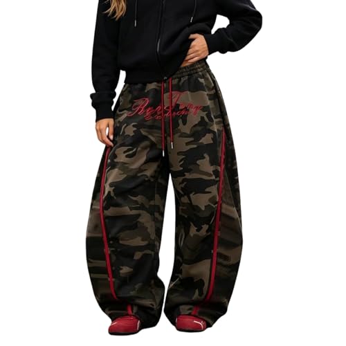 Pantalon en jean camouflage Y2k et pantalon de parachute pour femme