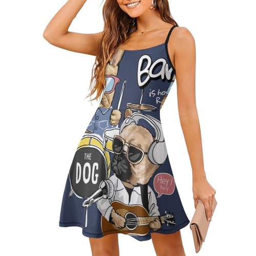 Robe d'été rock sans manches fluide et sa coupe courte à fines bretelles