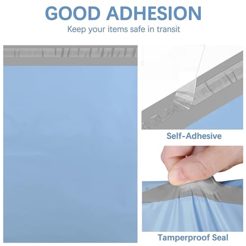 Image of Metronic Poly Mailers 12x15.5 200PC Bulk Shipping Bags, Light Blue | .Strong Self Seal Adhensive Mailers Poly Bags .Waterproof Shipping Envelopes .Mailing Bags for Clothing Small Business