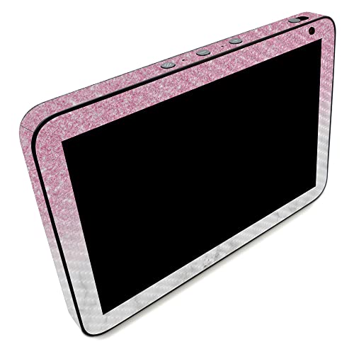 Image of MightySkins Carbon Fiber Skin Compatible with Amazon Echo Show 8 (Gen 2) - Marble Glitz | Protective, Durable Textured Carbon Fiber Finish | Easy to Apply | Made in The USA