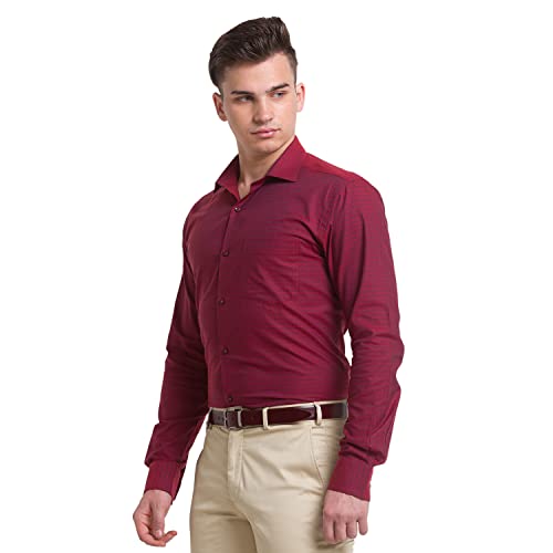 Image of Park Avenue Men's Pure Cotton Structure Pattern Slim Fit Semi Cutaway Collar Full Sleeve Ceremonial Shirt