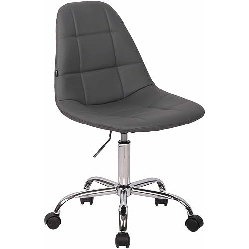 CLP Silla De Oficina Moderna Reims En Cuero PU I Silla De Escritorio con Respaldo I Silla De Ordenador con Ruedas, Color:Gris