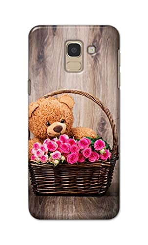 Image of PRINTFIDAA Roses and Teddy Bear in The Wicker Hard Back Cover for Samsung Galaxy J6 (2018) (5.6 inch) / Samsung On 6 (2018), J600F / DS Back Cover -(P6) KAT1004