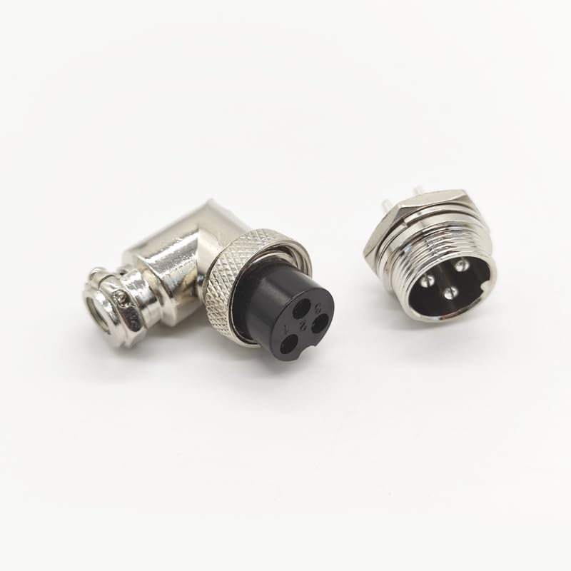 Conector de aviación GX16 3 pines ángulo recto 2 unidades miniatura 3