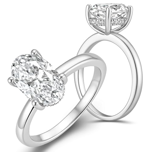 GemSpark 2ct Oval Hidden Halo Moissanite Ring