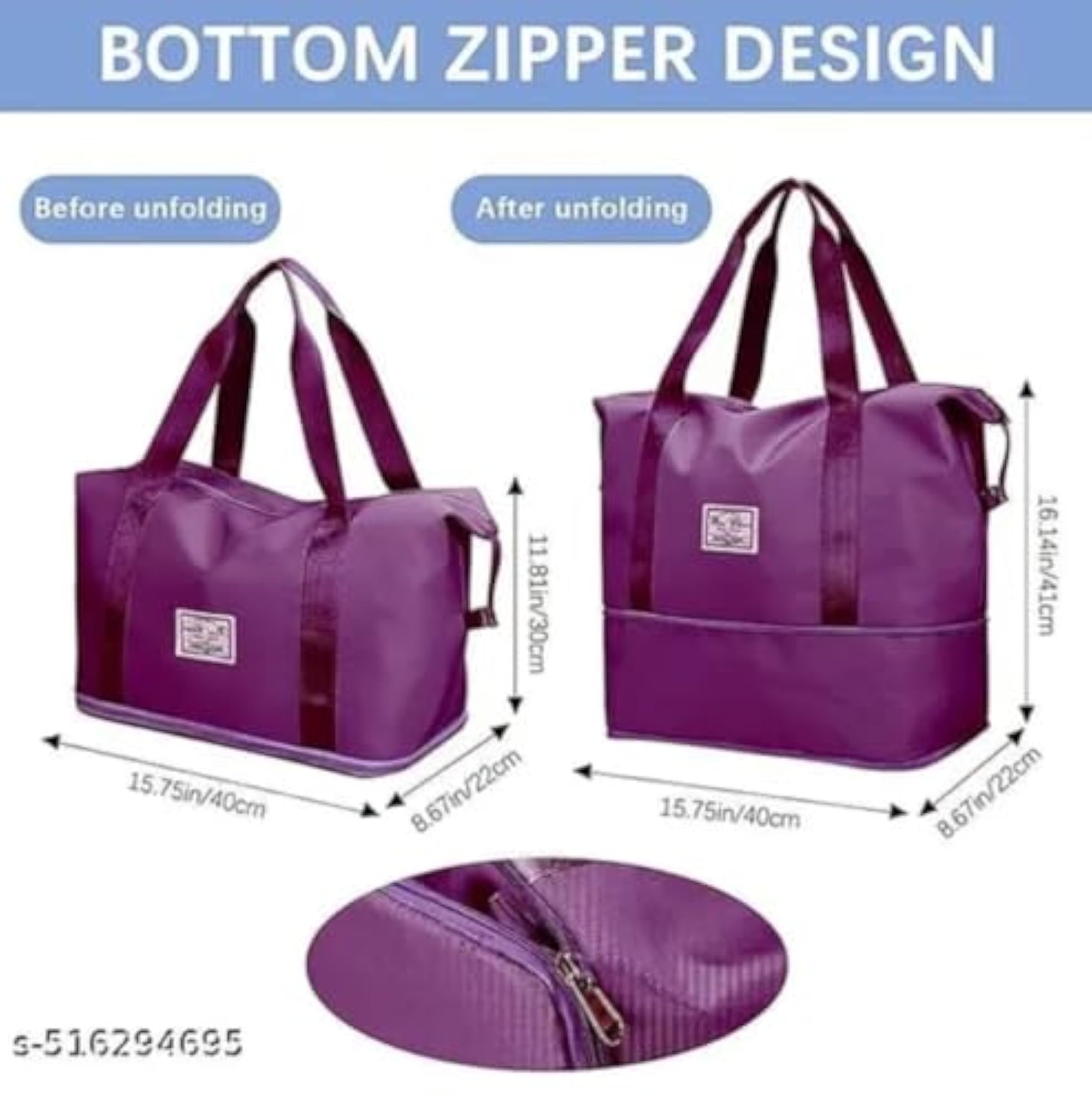 Foldable Large Capacity Travel Duffle Bag for Men and Women