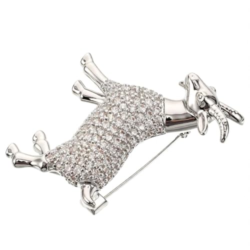 ABOOFAN Broche Chèvre en Zircon Argentée, Élégante pour Femmes, Motif | Cuivre, Légère et Polyvalente, Anniversaire ou Anniversaire de Mariage