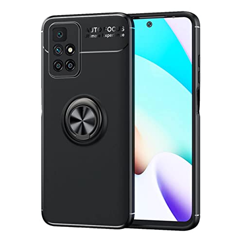 Image of SPAZY CASE Realme C21Y Back Cover | Sleek Rubberized Case with Chrome Plating | Ring Stand Back Cover | Designed for Realme C21Y / C25Y - Black