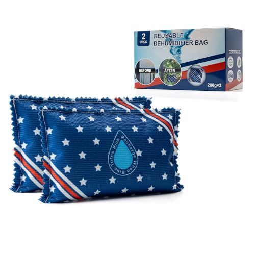 CAREHE Rechargeable Dehumidifier Bags (2 x 200g) Microwave Reactivated Silica Gel Desiccant Window Condensation Absorber Reusable Moisture Absorbers for Car