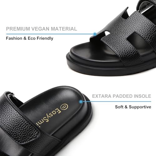 Image of Women's Flats Sandals Casual Comfort Adjustable Strap Slip On Leather Walking Shoes