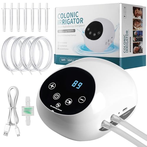 GVPIPYS Electric Enema Kit for Colon Cleanse Adjustable Water Flow with LCD Display External Water Supply System Multi-Nozzle Enema Cleanser for Women and Men