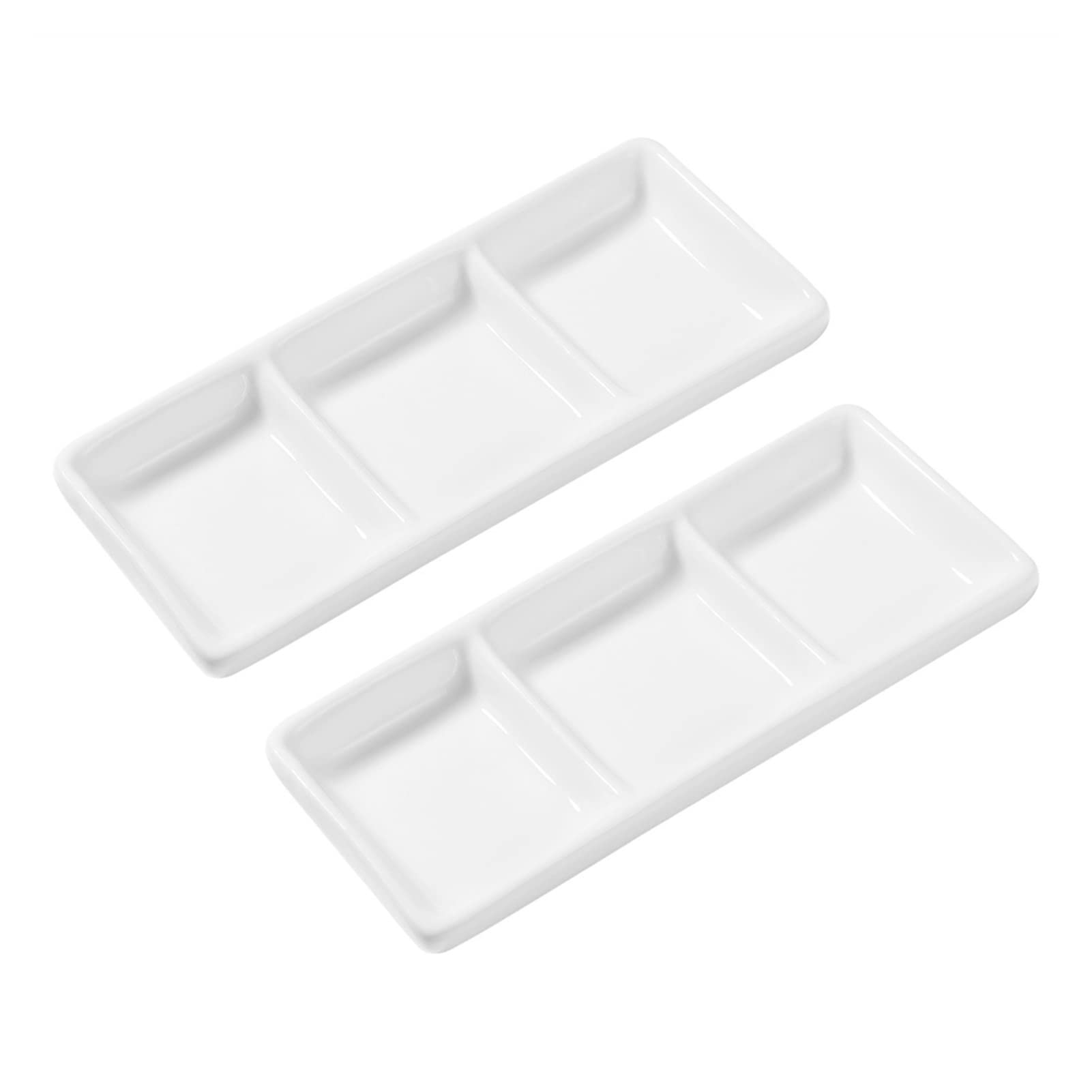 Ciotoline da Snack 6 pollice ceramica 3-compartimento Antipasto Antipasto for serving Vassoio rettangolare salsa divisa Piatti aceto Piatto condimento Strumenti da cucina 2pcs Piatti Snack Ceramica