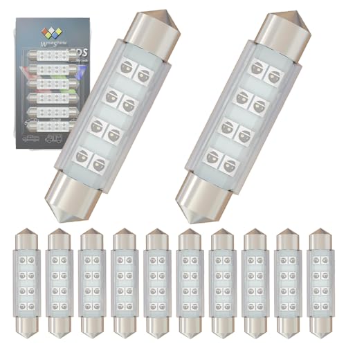 Wiseshine DC12V 41mm 42mm 578 Festoon LED Bulb 212-2 214-2 LED Bulbs Green DE3425 3423 6451 for Automotive Interior Door Cargo Lights (Pack 12)