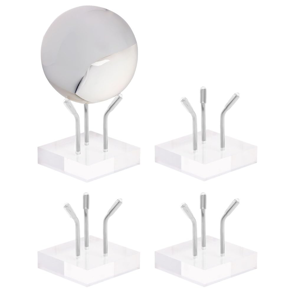 MiOYOOW Crystal Display Stand, 4 PCS Clear Acrylic Rock Easels Non-Slip Geodes Holders for Gemstones Fossils Crystal Minerals