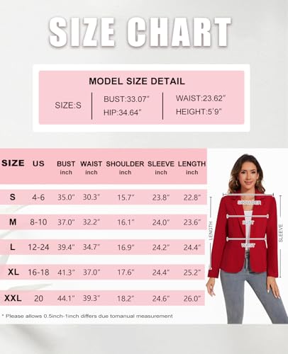 Women's Long Sleeve Stretchy Button Front Lightweight Work Office Blazer with Pockets *Navy Blue,Size M*3