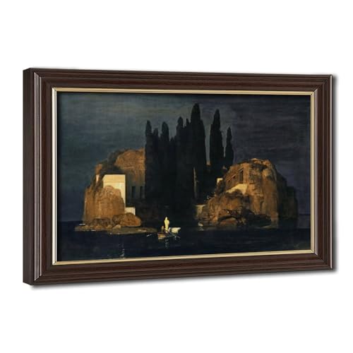 Impression sur toile The Isle of the Dead Arnold Bocklin tableau cadre 30x45 cm