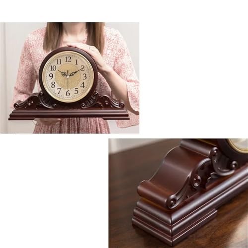 Reloj de mesa de madera maciza grande para salón de estilo vintage 4