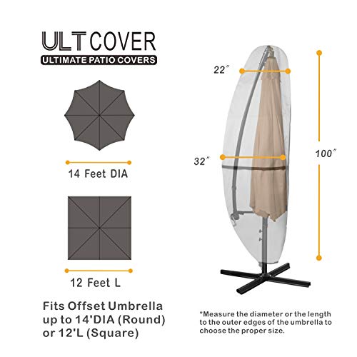 image for ULTCOVER Patio Parasol 600D Waterproof Outdoor Offset Banana Style Umb