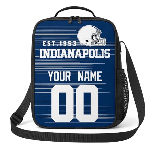 Image of Indianapolis Lunch Bag Custom Name and Number Personalized Gifts | Custom Personalized Lunch Box for Men Women