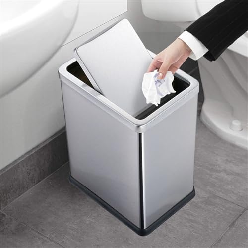Caneca de basura de acero inoxidable 15L con tapa miniatura 6