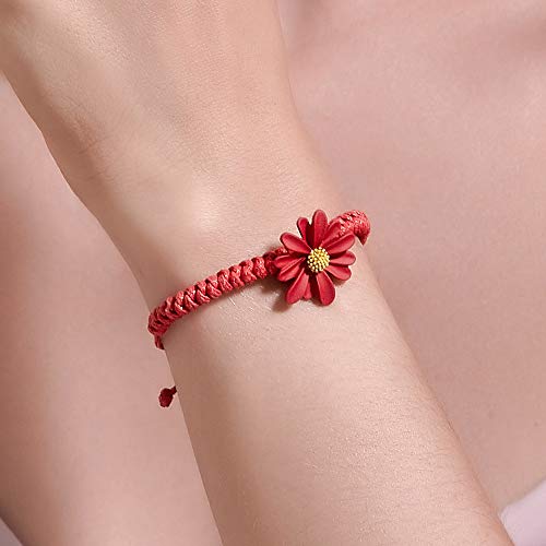 Little Star Shop Sunflower String Daisy Beaded Bracelets Handmade Braided Rope Bracelets Colorful Flower Rainbow Flora Boho Charm Fashion Unique Trendy Dainty Bohemian Bracelet For Teen Girls Preteens Women Brazalete De Mujer Pulsera De Mujer-White Daisy thumb #4