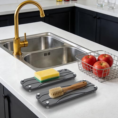 2-Pack Large Size Water Absorbing Stone Sink Caddy, Bathroom Tray by Arocano - Used condition - Image 5