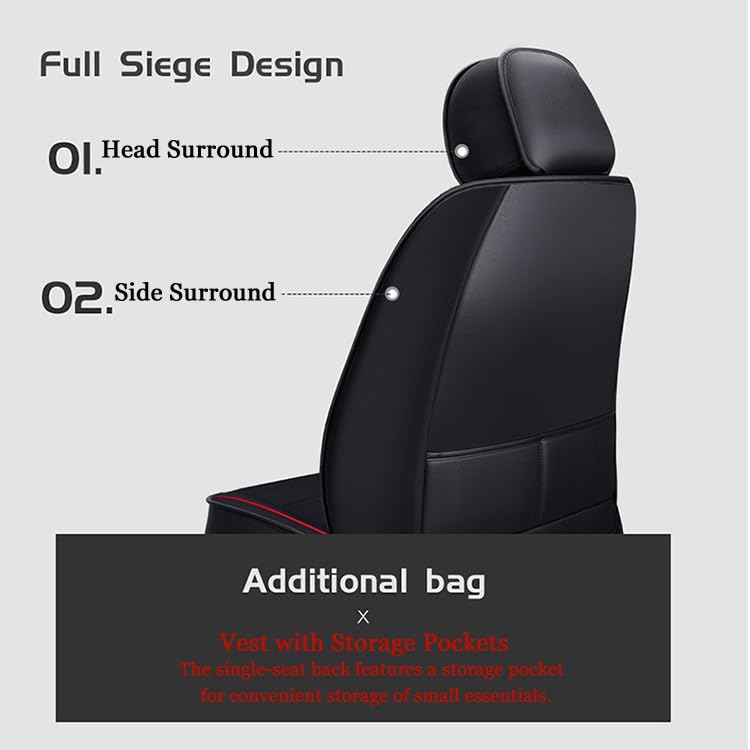Housses de siège de Voiture pour Ford Ranger Wildtrak 2016-2024, Ensemble de Protection de siège en Cuir, Accessoires intérieurs antidérapants,Black