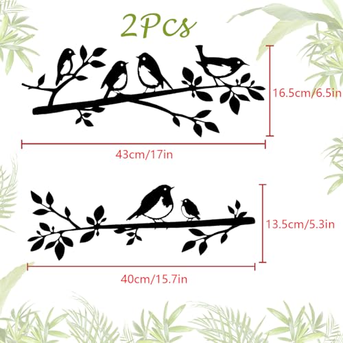 Pduoduo Metal Wall Art Bird on Branch,Love Birds on a Branch,Metal Bird Silhouette for Living Room Garden Bedroom Office Wall Decor (2Pcs) - Image 2