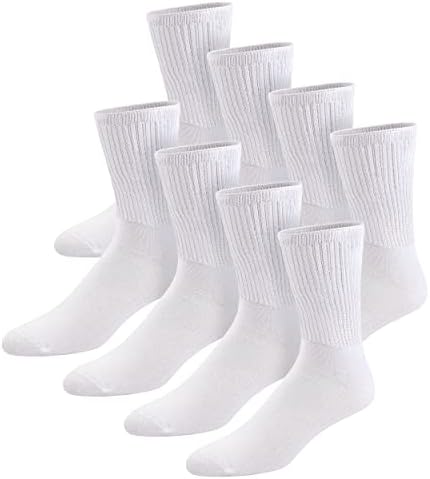 Brooklyn Socks 8 Pairs of Thin Combed Cotton Diabetic Socks for Men & Women, Loose, Wide, Non-Binding Neuropathy Low-Crew Socks(White, Fit’s Shoe Size 7-11)