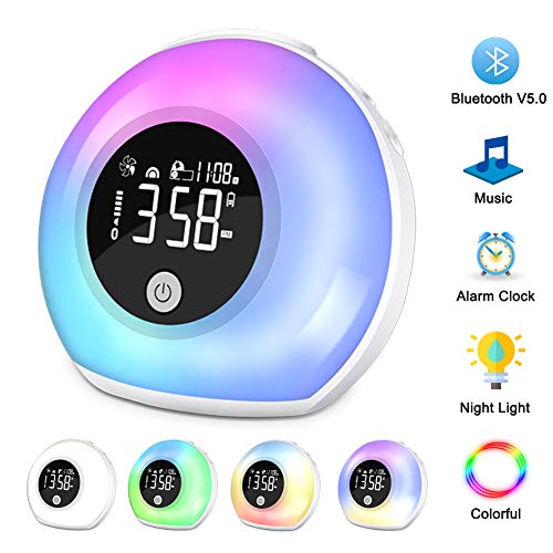 Wake Up Light Alarm Clock Bluetooth Speaker for Bedroom, Smart 3 in 1