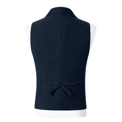 Men's Retro Textured Suit Vests Casual Slim Fit Single-Breasted Notched Lapel Waistcoat Business Formal Dress Vest4