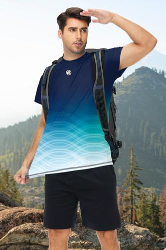 Image of AOBUTE Mens Swim Shirts Short Sleeve UPF 50+ Sun Shirt Quick Dry Rash Guard Fishing Swimming Shirt