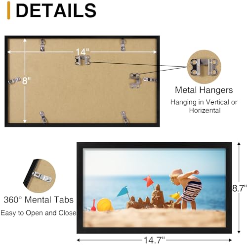 decorUhome 8x14 Picture Frames Collage Wall Decor, Display 3Pcs 4x6 Photos with Mat or 1Pcs 8x14 Unmatted, 3 4x6 Collage Picture Frames for Wall Mounting, Black