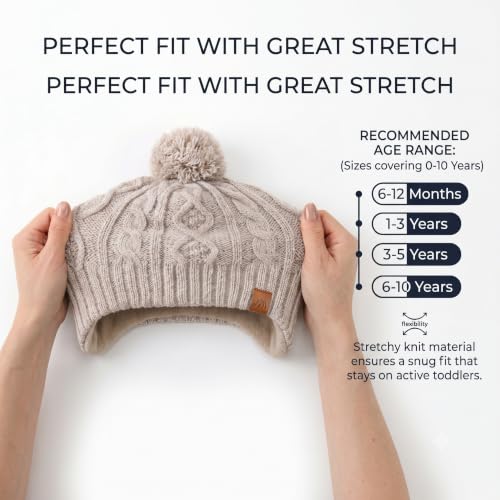 Image of LMLALML Boys Winter Hat Earflap Knitted Beanie for Kids Warm Fleece Lined Thicken Hat for Baby