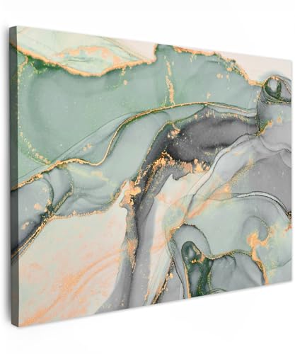 MuchoWow© Quadri Moderni Camera Da Letto 80x60 cm Foto Quadro Decorazioni Parete Soggiorno Stampa Su Tela Moderna Cucina Salotto PosterMarmo - Oro - Brillantini - Verde