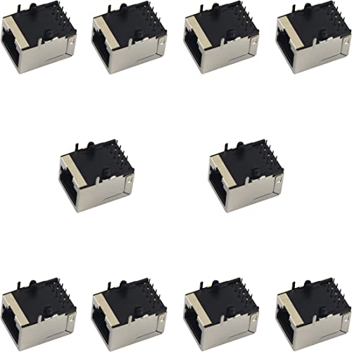 whiteeeen 10 pcs RJ45 Socket 8P8C PCB Ethernet Jacks miniatura 1