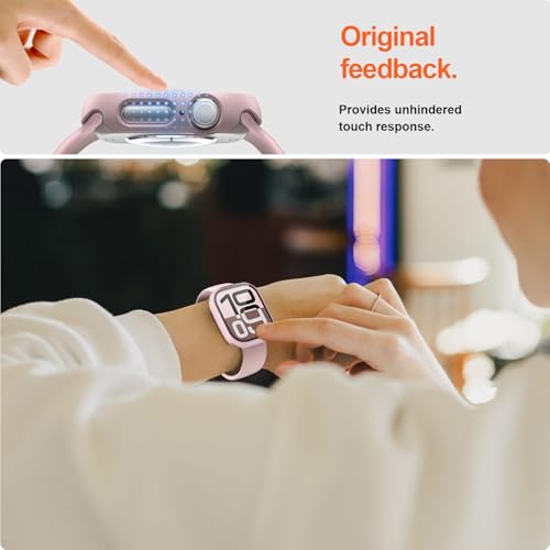 Image of JZK 2 Pack Case with Tempered Glass Screen Protector for Apple Watch Series 11(2025) Series 10 42mm,Slim Guard Full Coverage Hard PC Ultra-Thin Cover for iWatch 11 /10 42mm Accessories,Pink+White