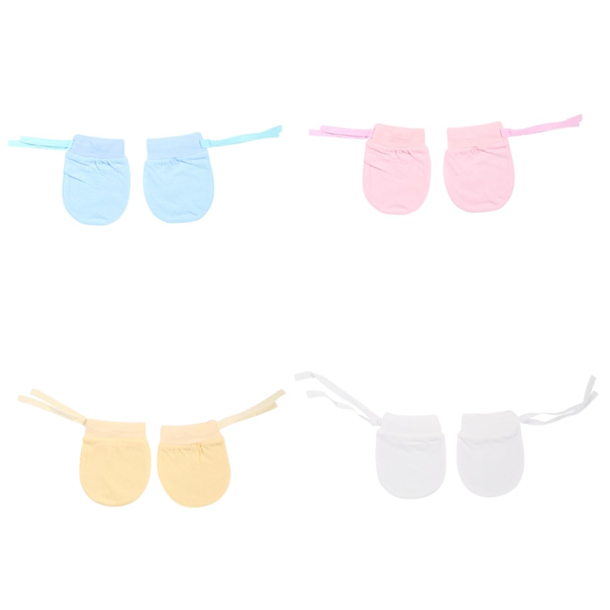 VANZACK Scratch Gloves Cotton Mittens for Newborns Gentle Tieback Design Protective Hand Covers to Prevent Self Scratching Random Colors