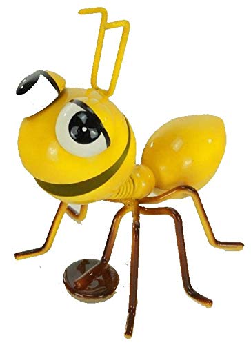 Dekofigur Metall Ameisen mit Magnetfuß , Gartenfigur , Metallfigur , Blechfigur , 7cm x 7.5cm x 8.5cm (Gelb)