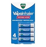 Vicks VapoInhaler, On-the-Go Portable Nasal Inhaler, Non-Medicated, With Refreshing Vicks Vapors, Menthol Scent , 4 Scented Sticks